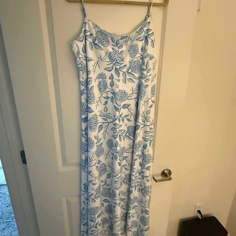 Blue Spaghetti Strap Sleeveless Resort Maxi Dress